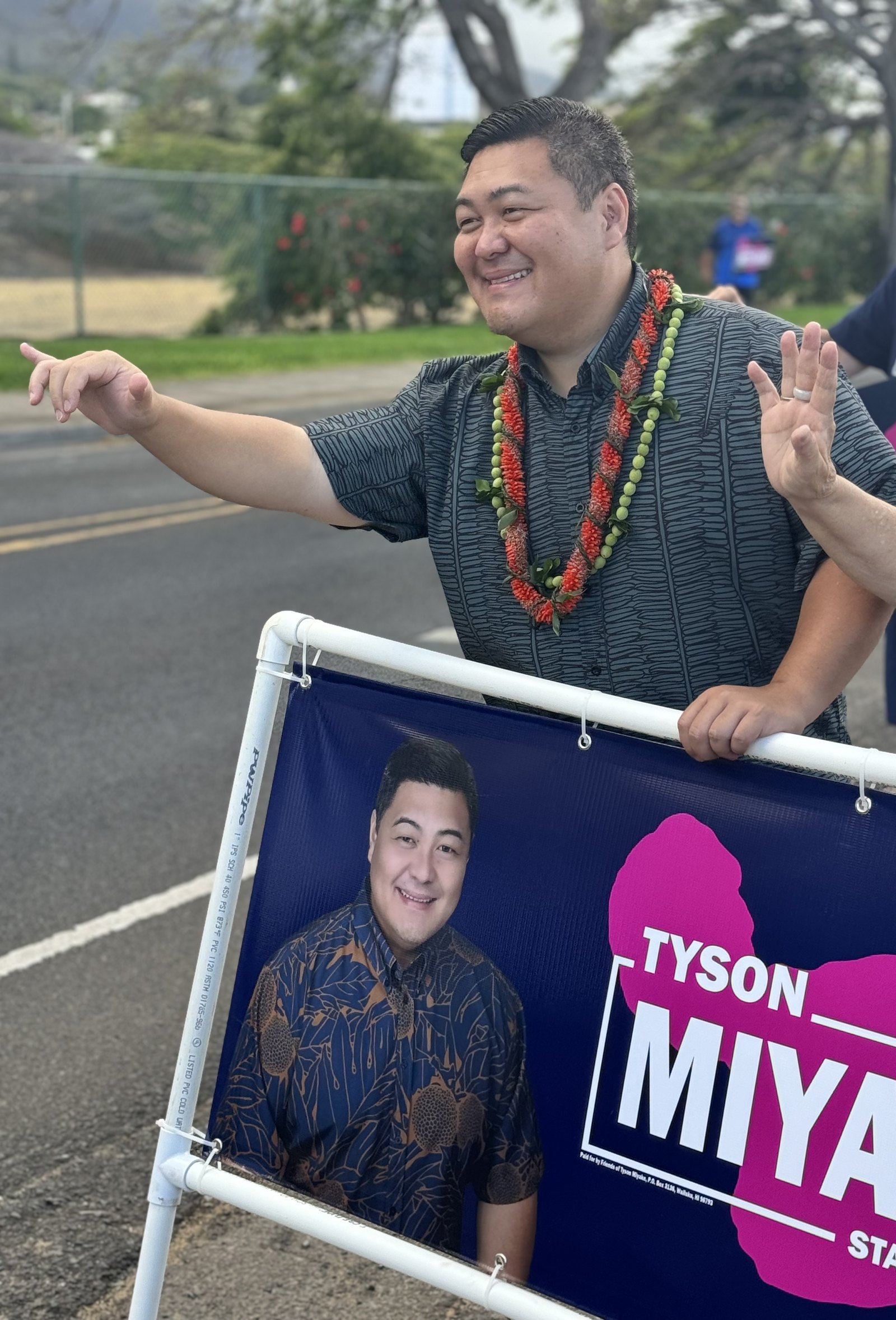 Tyson Miyake connecting with supporters at a community event