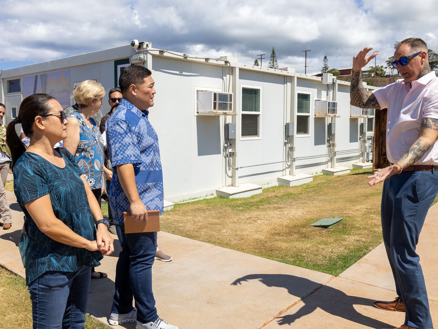 Tyson Miyake visiting a Maui housing site